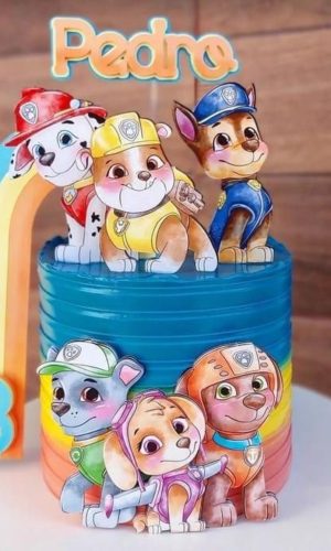Topo de Bolo - Patrulha Canina Aquarela