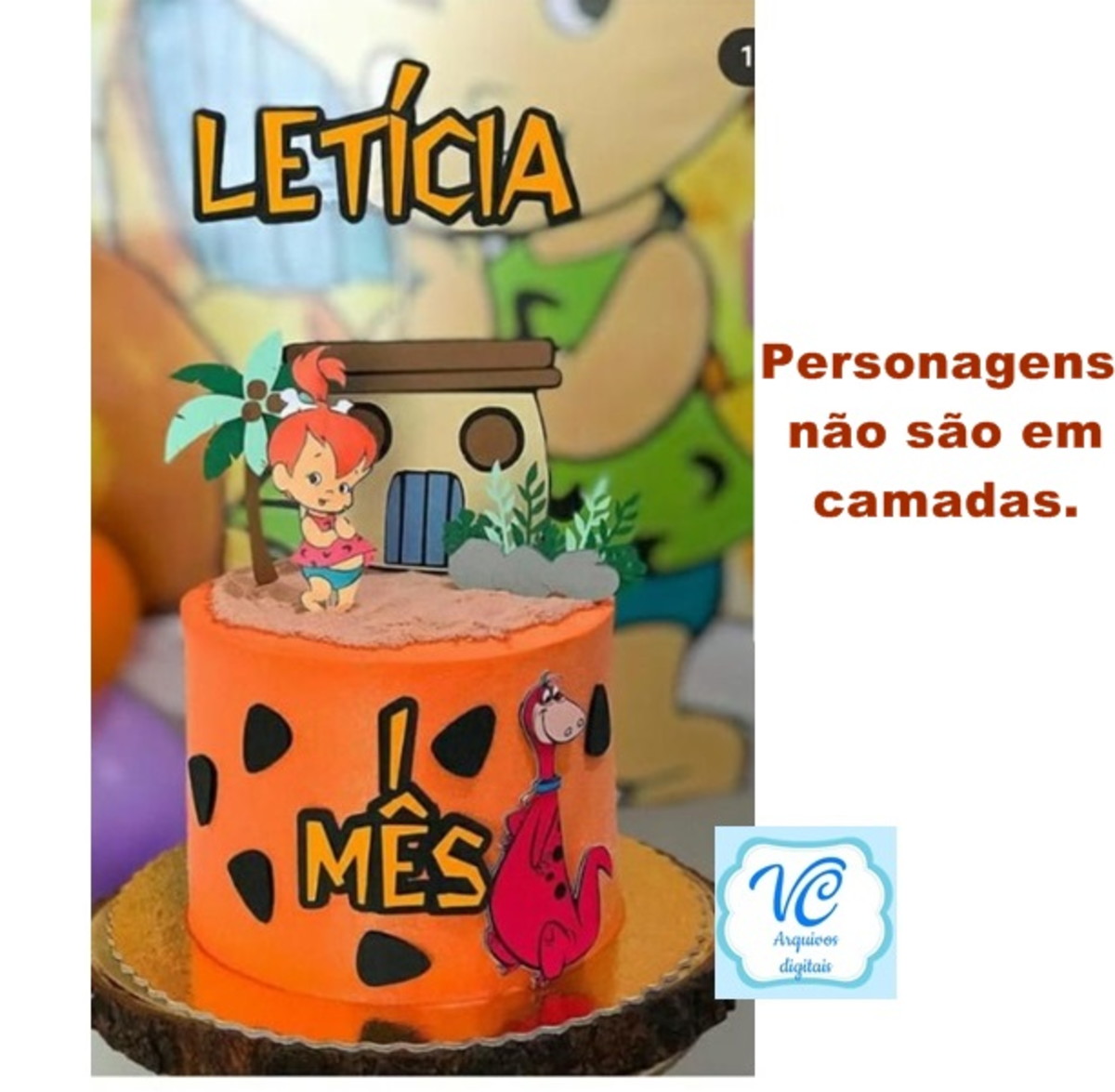 305- Topo de Bolo Pedrita - CAMADAS - Arquivo de corte