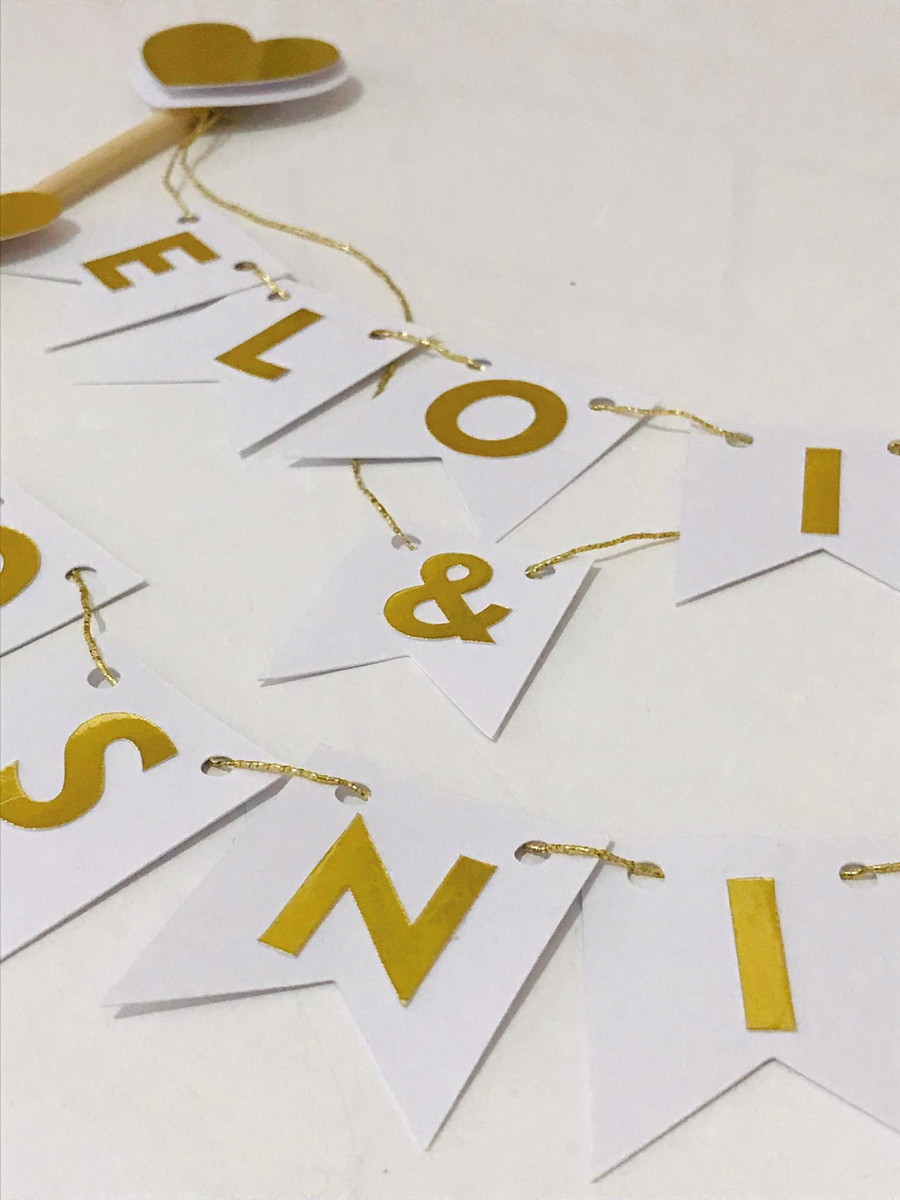 Topo De Bolo Personalizado Casamento Bandeirinhas - Imagem 2