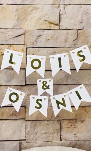 Topo De Bolo Personalizado Casamento Bandeirinhas