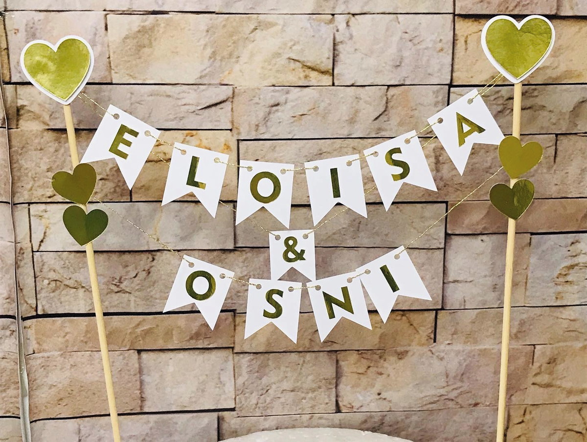 Topo De Bolo Personalizado Casamento Bandeirinhas