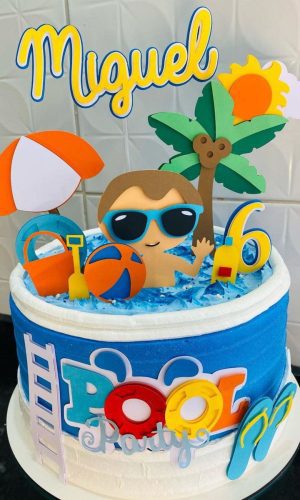 Topo de Bolo Pool Party Menino Arquivo de Corte