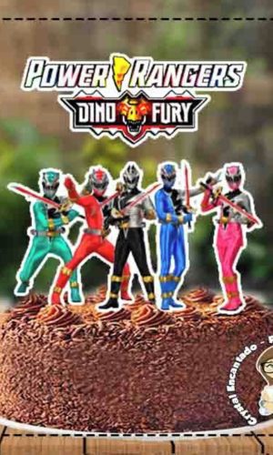 Topo de Bolo Power Rangers Dino Fure - 3647 Arquivo Digital