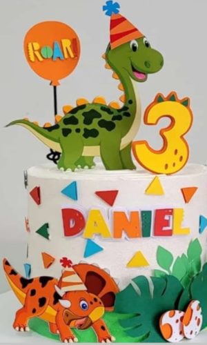Topo de Bolo Dinos Cute + 4 Arquivos a Sua Escolha