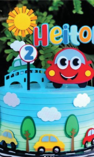 Topo de Bolo Fusquinha Carrinhos Baby