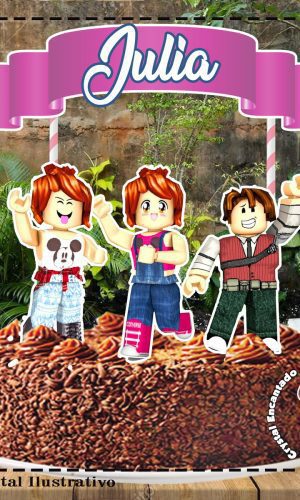 Topo de Bolo Roblox Julia Minegirl -ref 1882 Arquivo Digital