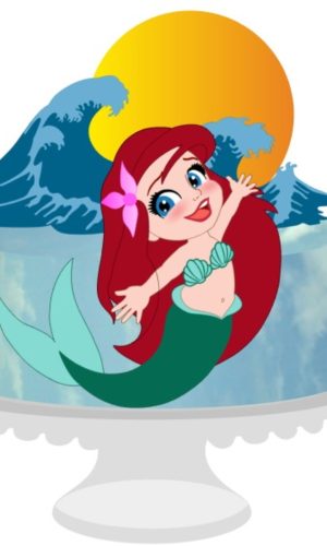 Topo de Bolo Sereia Ariel Cute 2 + 4 Arquivos a Sua Escolha