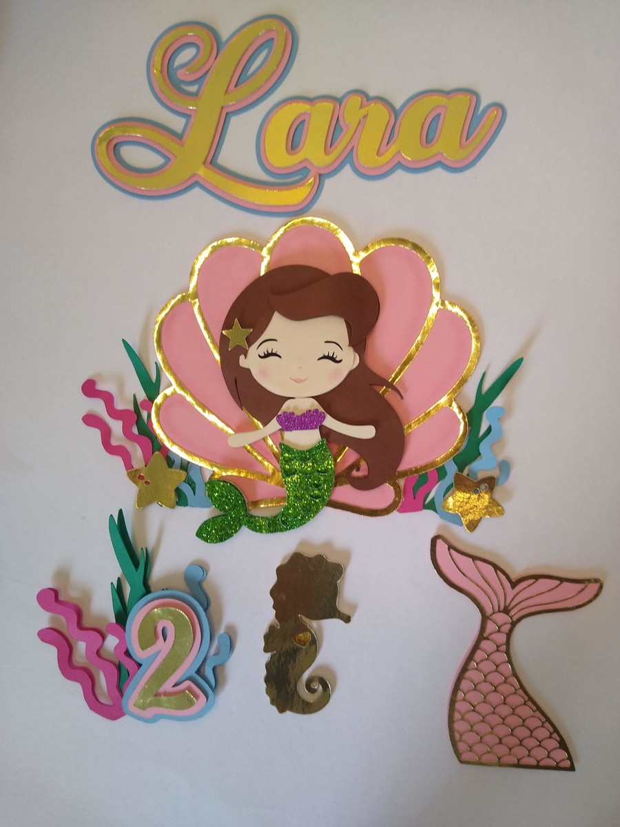 Topo De Bolo Sereia - Imagem 3