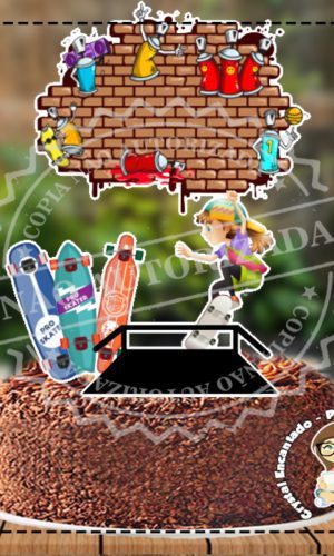 Topo de Bolo Skate Feminino - Ref 3192 Arquivo Digital