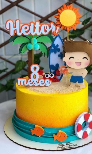 Topo de Bolo Surfista Cute + 4 Arquivos a Sua Escolha