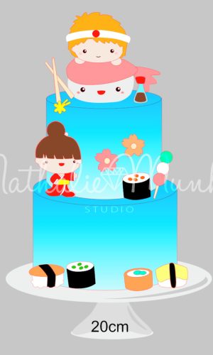 Topo de Bolo -sushi Cute - Arquivo de Corte