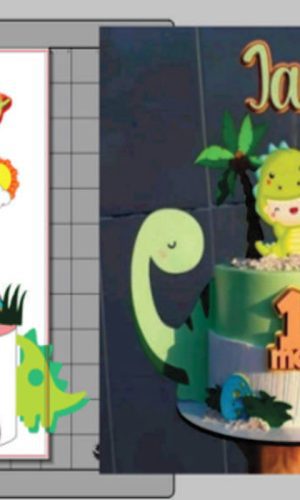 Topo de Bolo Tema Dinossauro Arquivo Digital