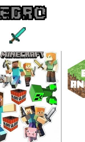 Topo De Bolo Tema Minecraft - Arquivo Digital