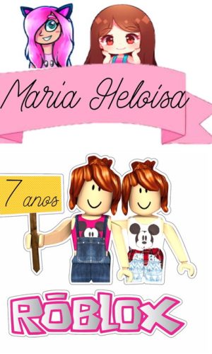 Topo De Bolo Tema Roblox Menina - Arquivo Digital