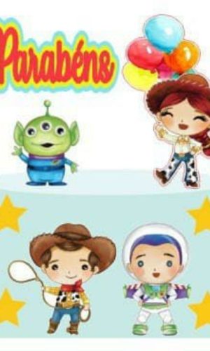 Topo de Bolo Toy Story Aquarela + 4 Arquivos a Sua Escolha
