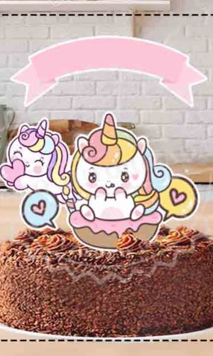 TOPO DE BOLO UNICORNIO CUTE 01 - ARQUIVO DIGITAL