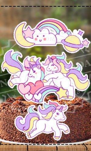 Topo de Bolo Unicornio Cute - Ref 3440 Arquivo Digital