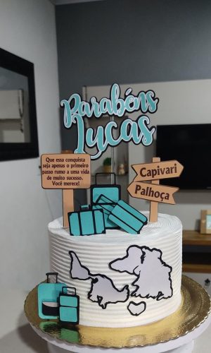 Topo de Bolo Viagem Arquivo de Corte Studio/PDF