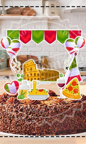 TOPO DE BOLO VIAGEM ITALIA - ARQUIVO DIGITAL