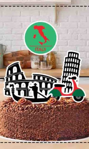 Topo de Bolo Viagem Italia Ref 1616 - Arquivo Digital
