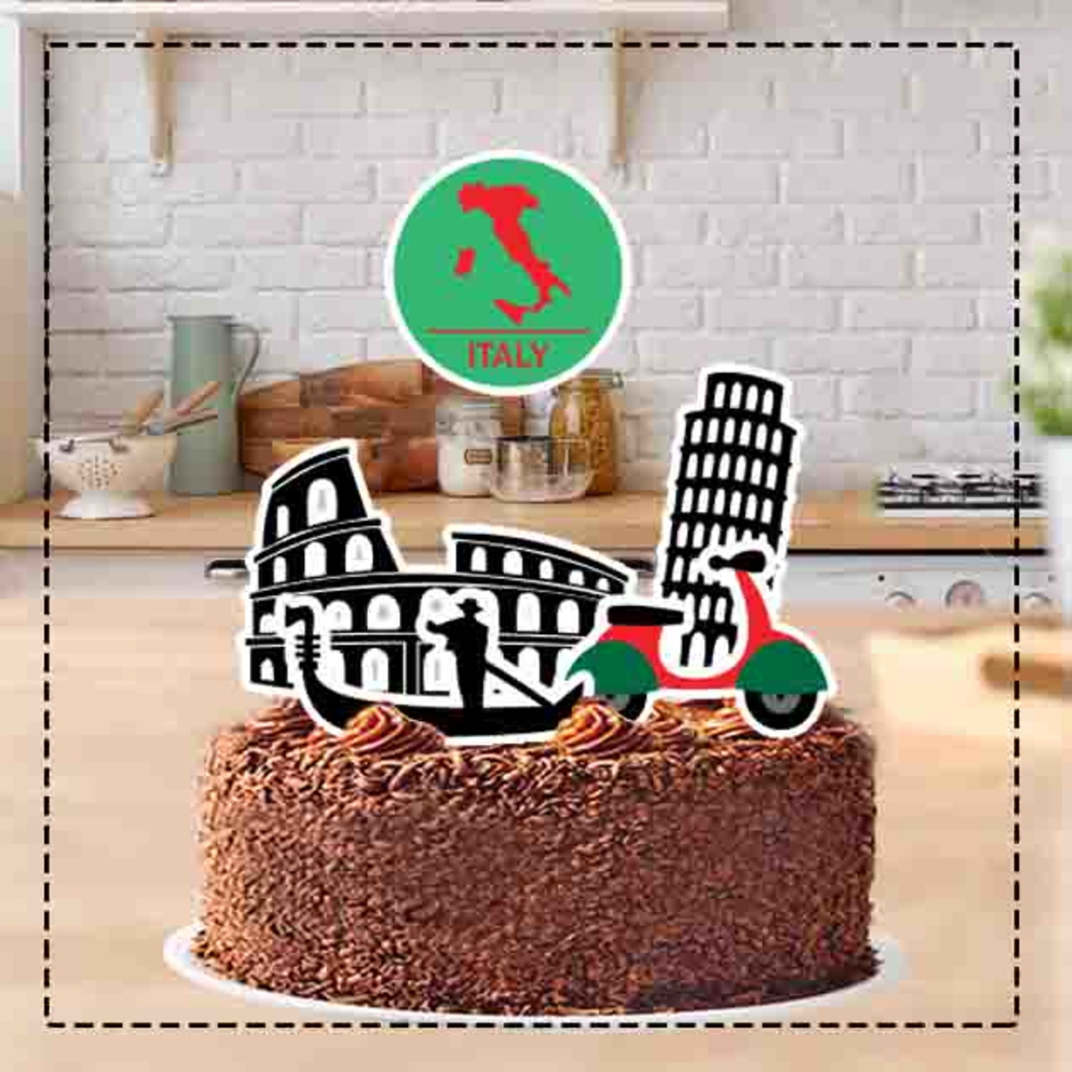 Topo de Bolo Viagem Italia Ref 1616 - Arquivo Digital