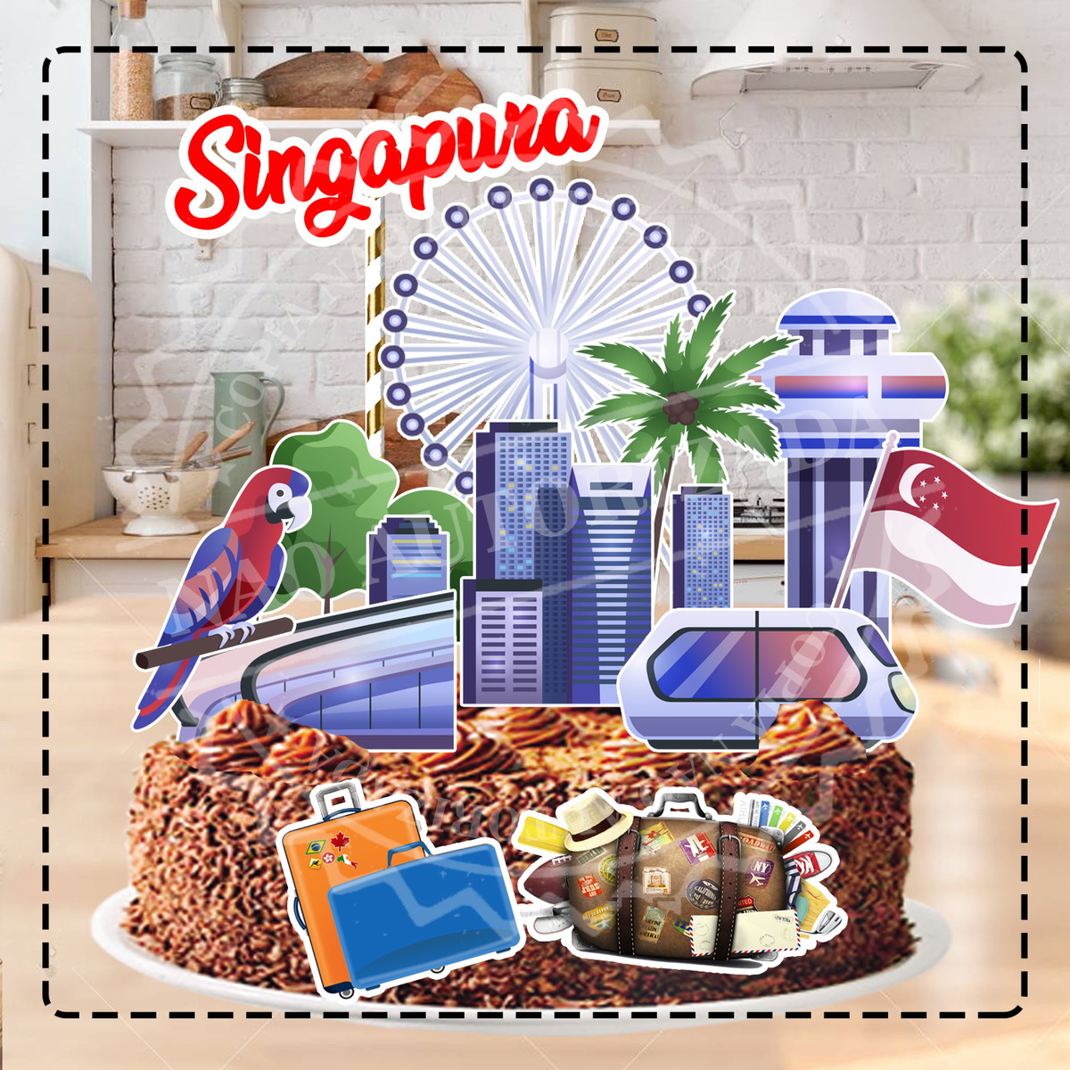 TOPO DE BOLO VIAGEM SINGAPURA - ARQUIVO DIGITAL