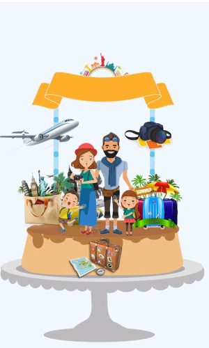 Topo de Bolo Viagem Turismo +4 Arquivos a Sua Escolha