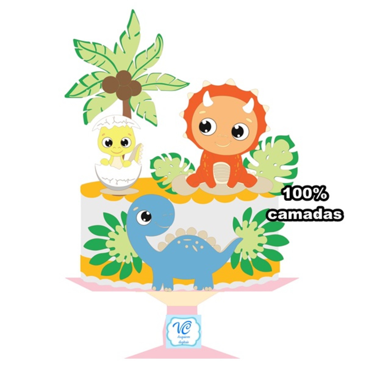 Topo Dinossauro Baby Camadas -4-Arquivo de corte