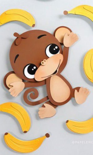 Topo Macaquinho com Banana + 4 Arquivos a Sua Escolha