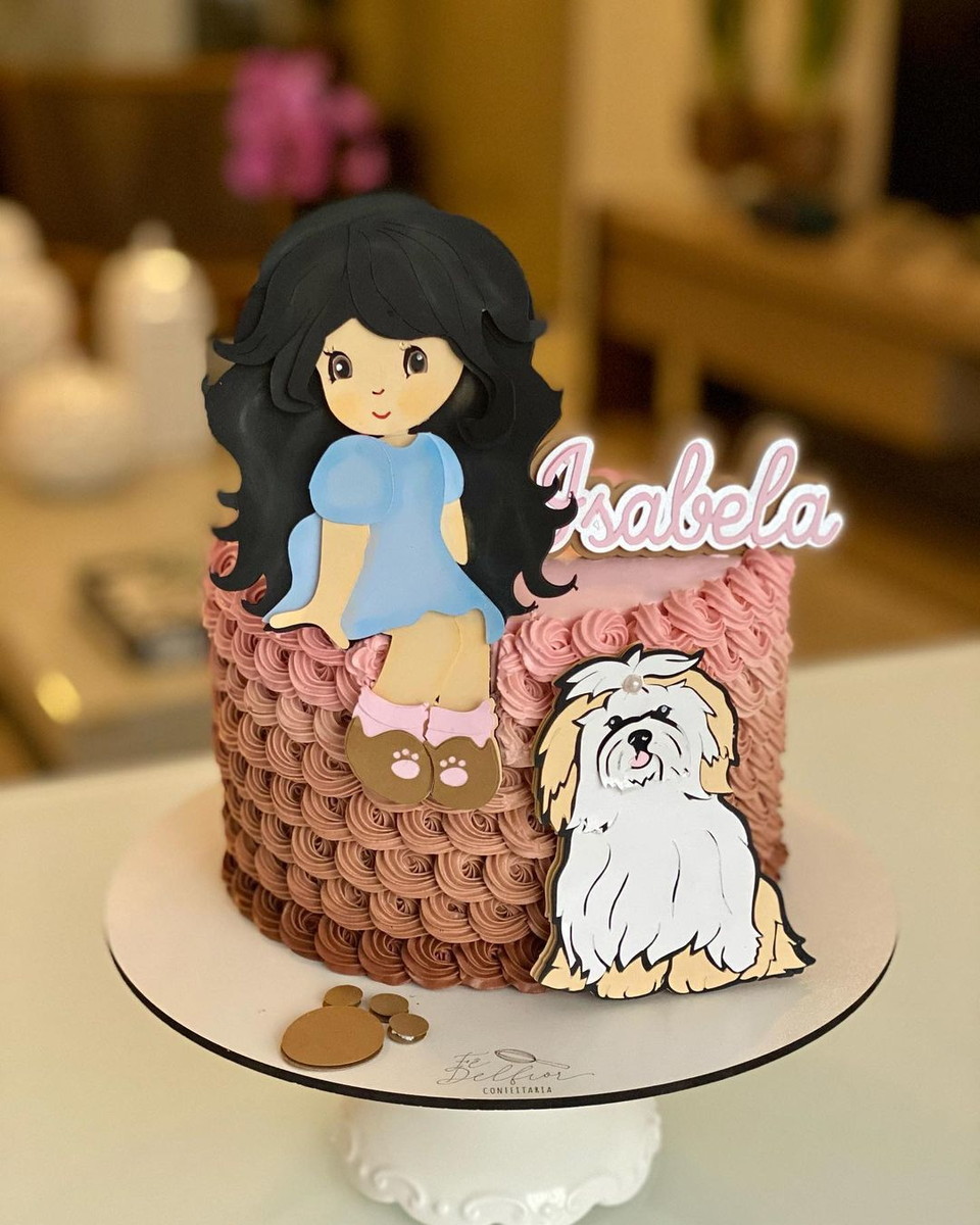 Topo Menina com cachorro-Arquivo de corte Camadas