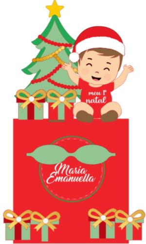 Topo Meu Primeiro Natal, Menino em Camadas (arquivo de Corte
