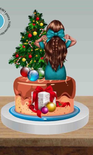 TOPO DE BOLO NATAL MULHER DE COSTAS - ARQUIVO DIGITAL