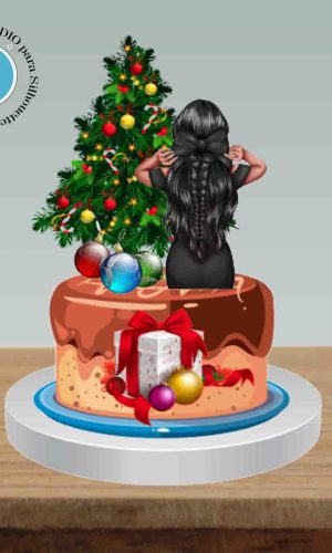 TOPO DE BOLO NATAL MULHER DE COSTAS - ARQUIVO DIGITAL