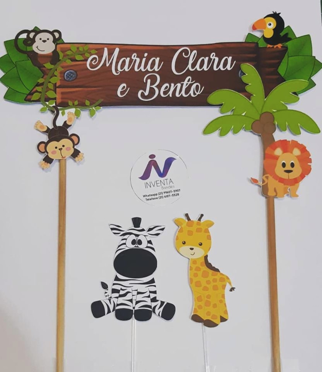 TOPO PARA BOLO EM PAPEL SAFARI - Imagem 4