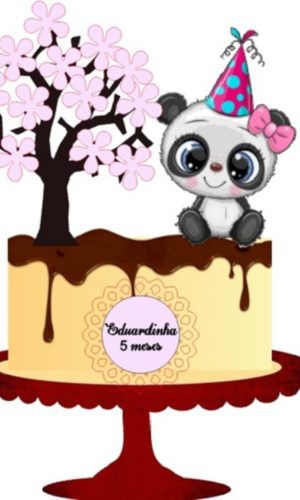 Topo Para Mesversário Menina Panda Cute - Arquivo Digital