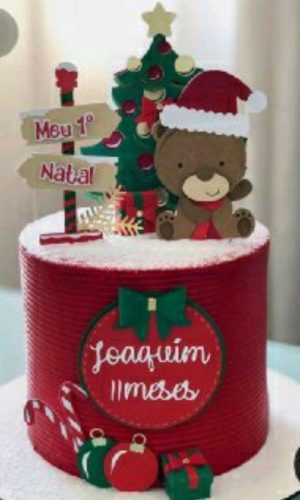 Topo Urso Natalino em Camadas + 4 Arquivos a Sua Escolha
