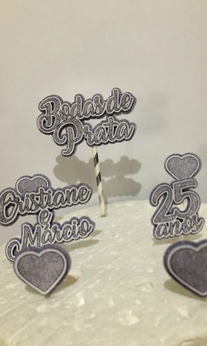 Topper Bodas de Prata (arquivo de Corte) 4 Por 10,00
