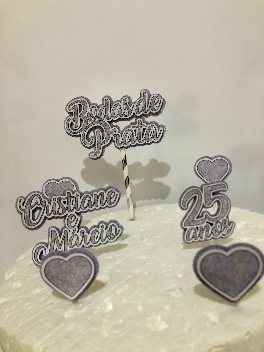 Topper Bodas de Prata (arquivo de Corte) 4 Por 10,00