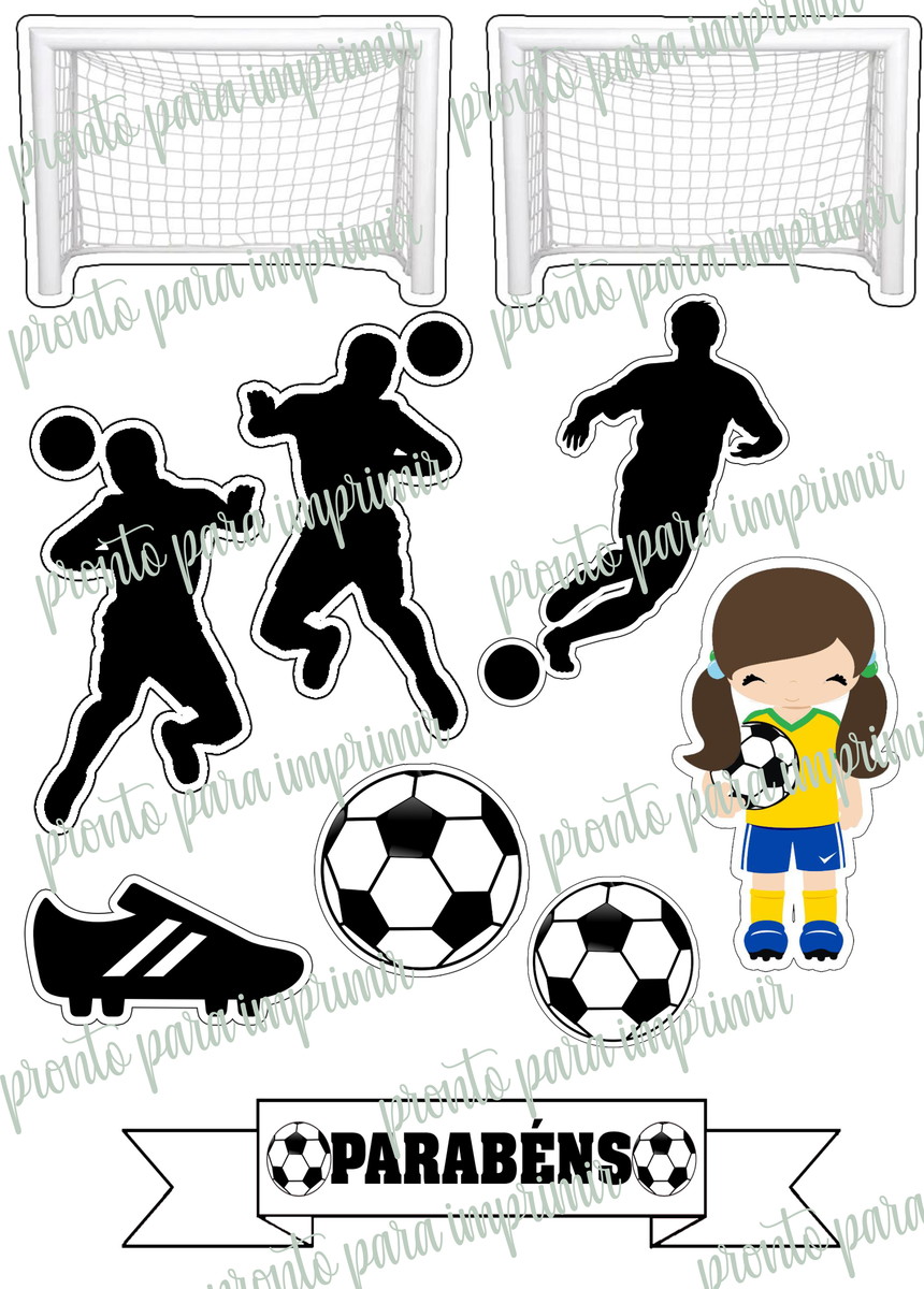 TOPPER BOLO FUTEBOL MENINA- ARQUIVO DIGITAL