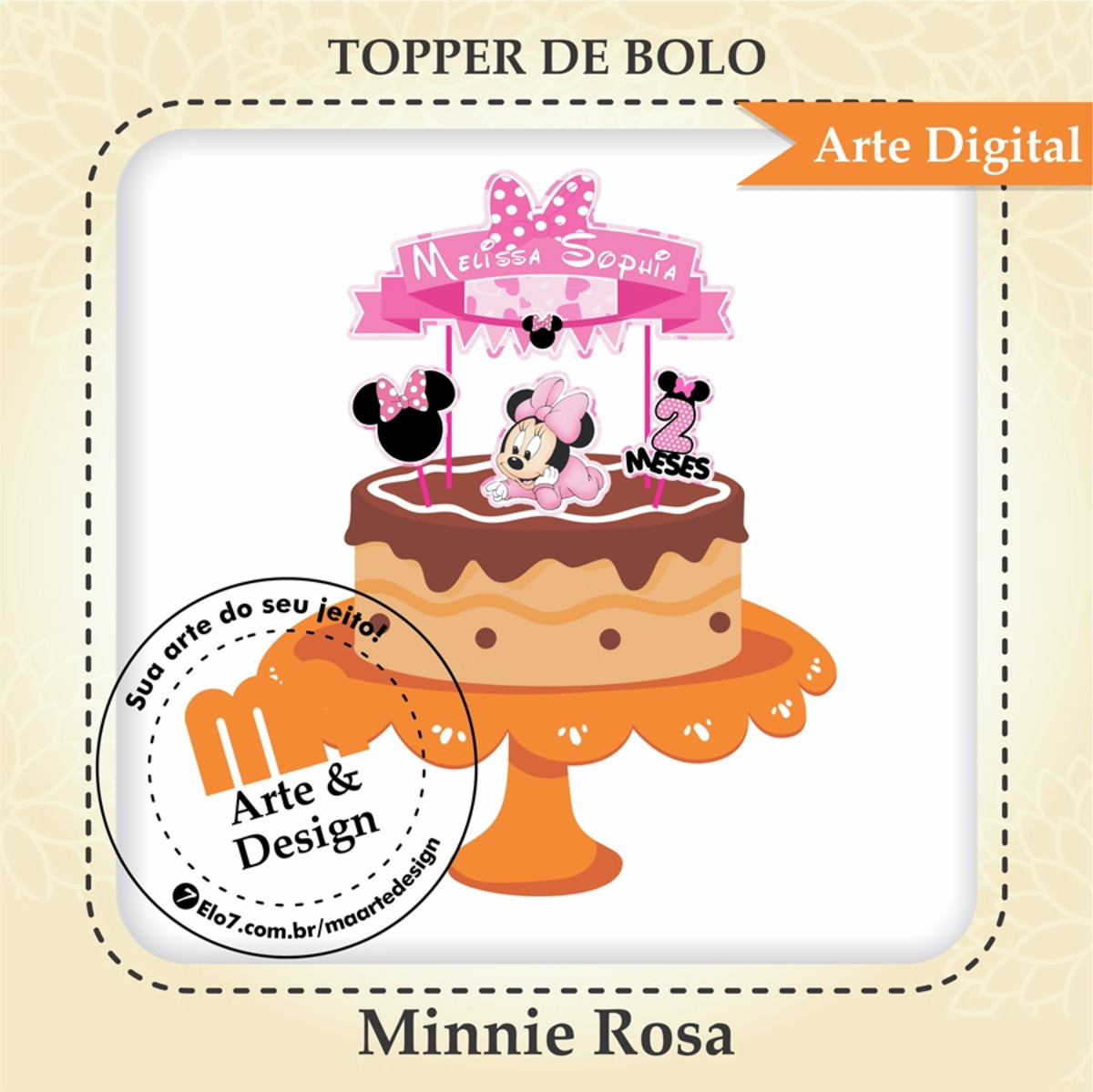Arquivo de Corte Topo de Bolo Minnie Baby - Imagem 2