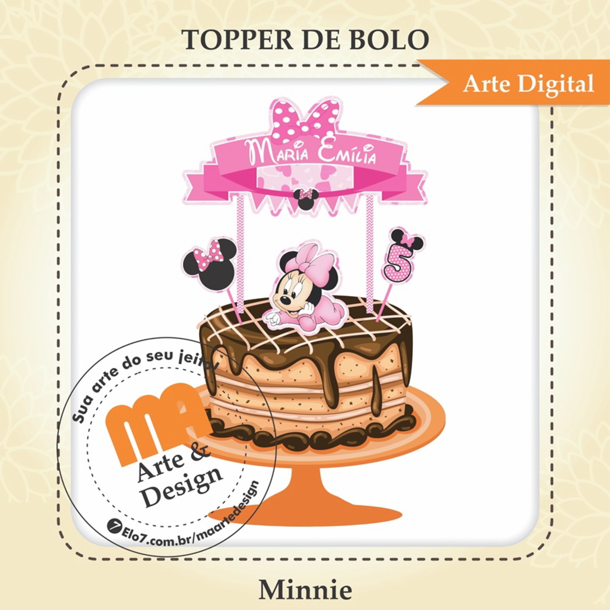 Arquivo de Corte Topo de Bolo Minnie Baby