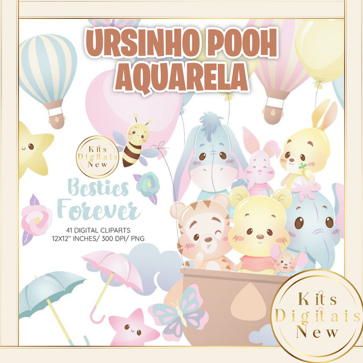 URSINHO POOH AQUARELA KIT DIGITAL
