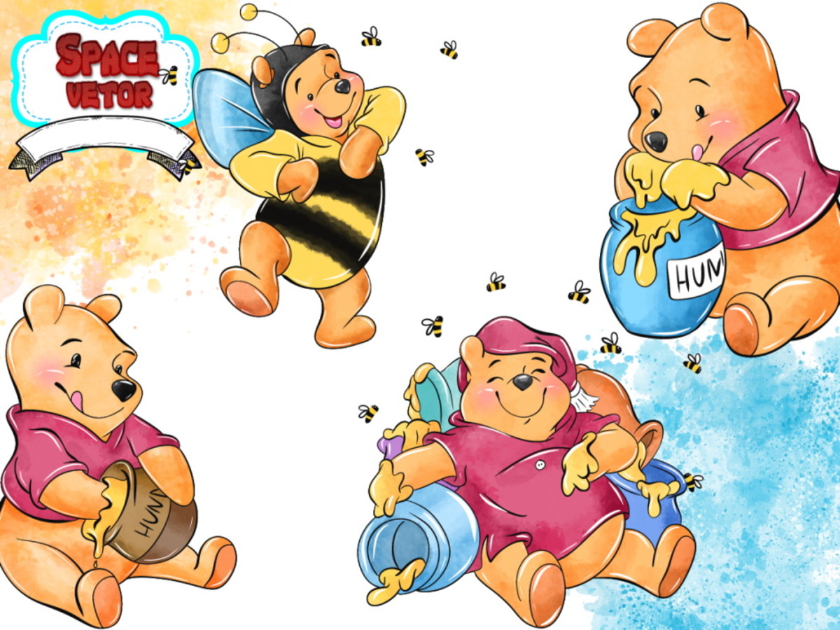 Ursinho Pooh Aquarela Kit Digital Compre 1 Leve 3