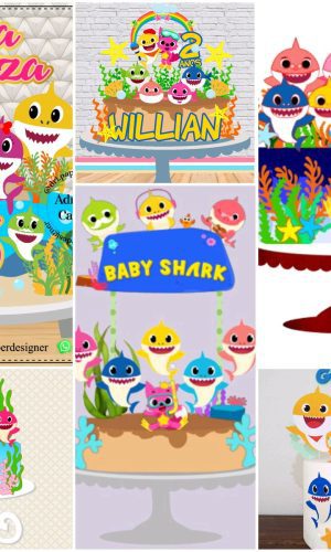 Várias ARQUIVOS DE CORTE TOPO DE BOLO baby Shark