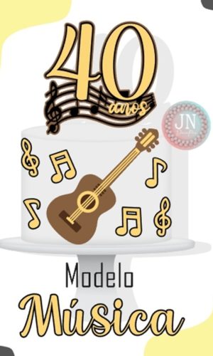 Violão Música -topo de Bolo Arquivo de Corte e Impressão