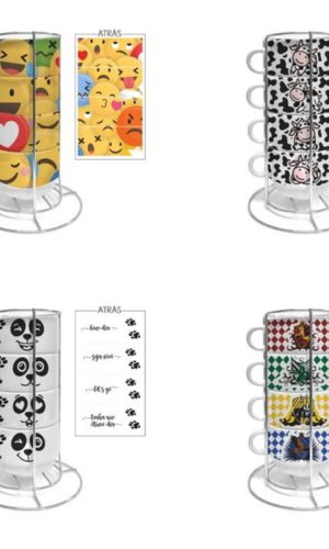 Xícaras Torre Empilháveis - Kit Digital para Sublimação