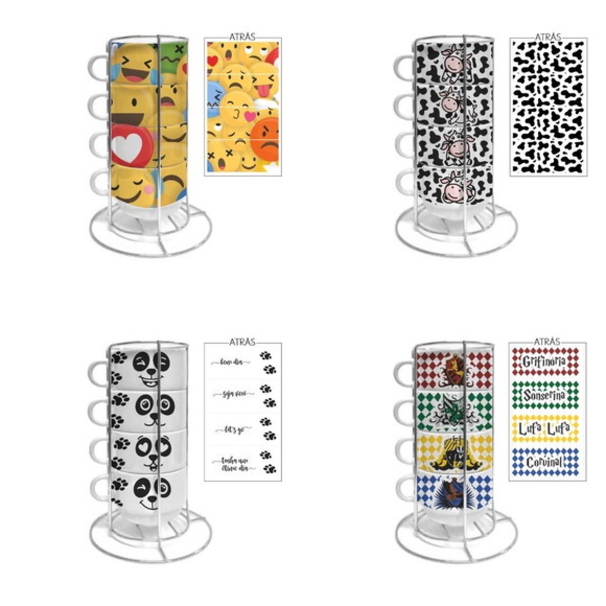 Xícaras Torre Empilháveis - Kit Digital para Sublimação