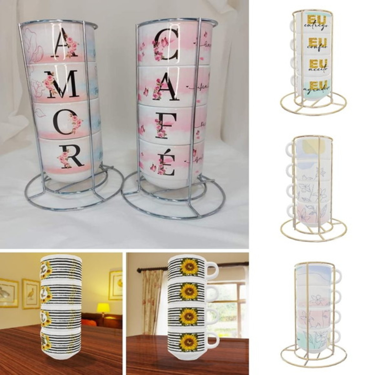 Xícaras Torre Empilháveis - Kit Digital para Sublimação - Imagem 2