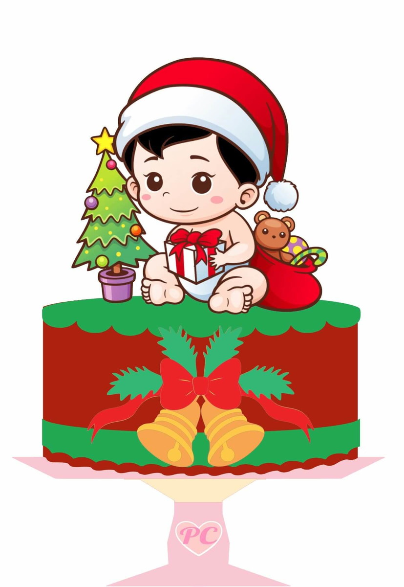 #012 Arquivo Topo de Bolo Bebe Natal Studio