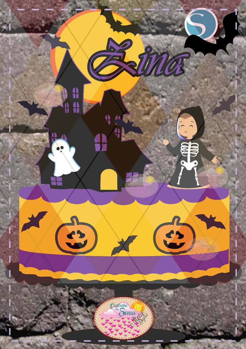 1885 - Topo de bolo HALLOWEEN Camadas - STUDIO